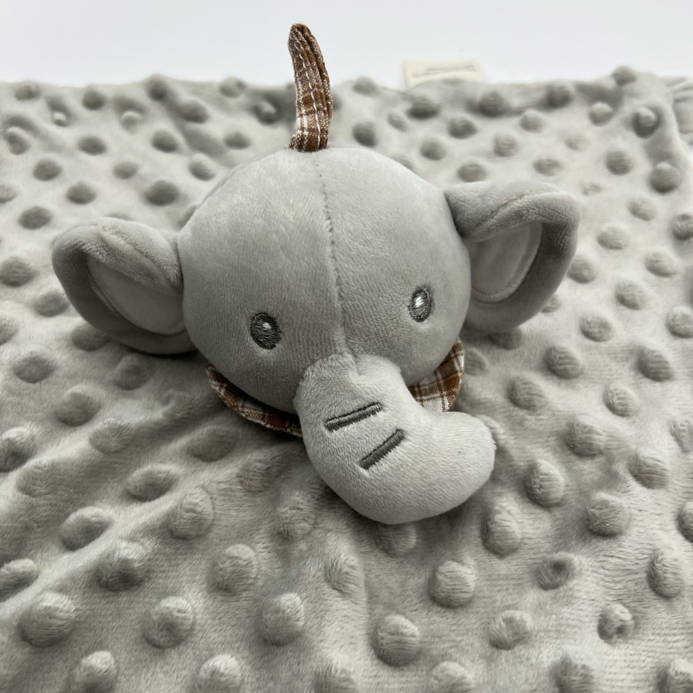JellyBean Elephant Gray Lovey Security Blanket Minky Crinkle Teether ribbon loop - Picture 2 of 10